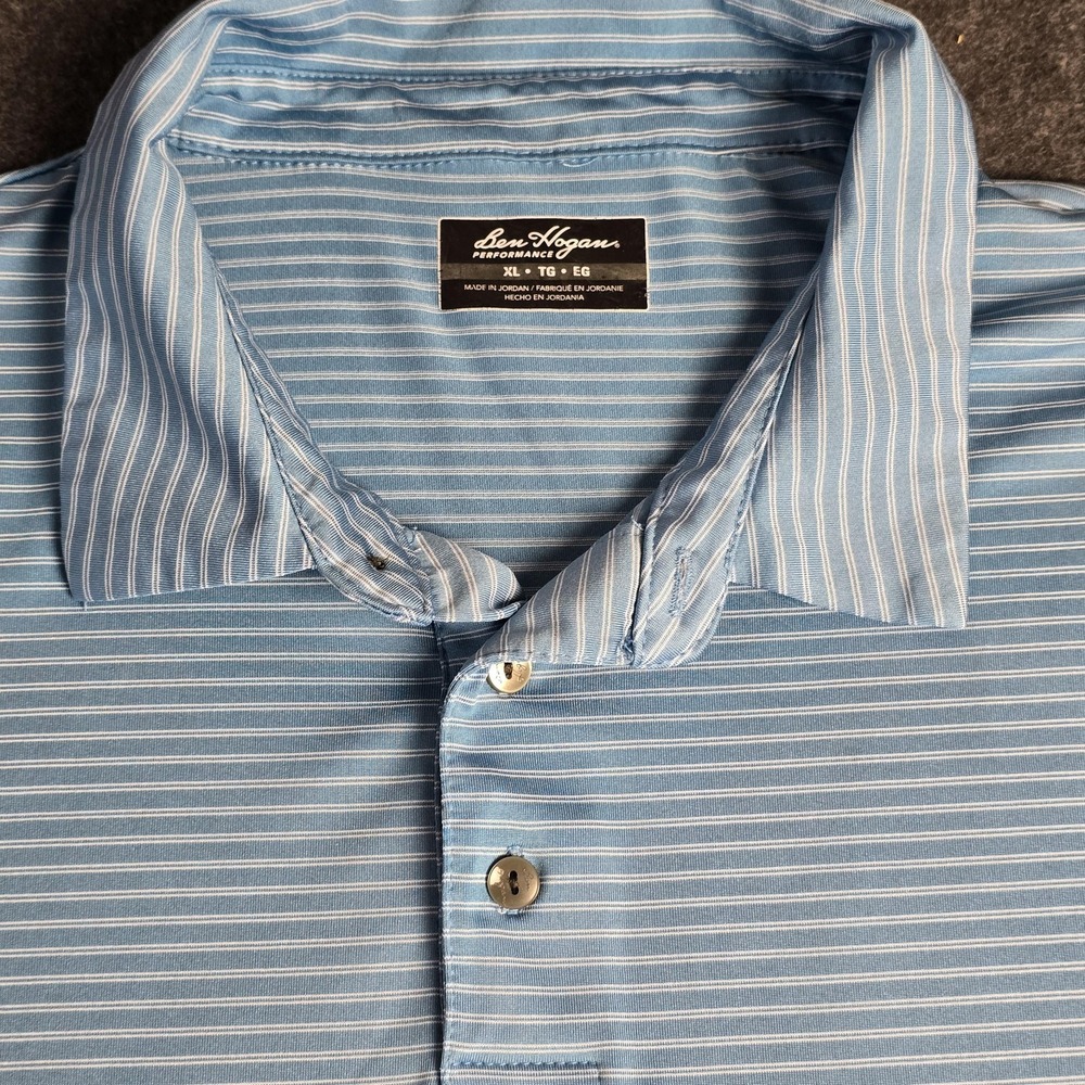 Ben Hogan Polo Shirt Mens XL Striped Golf Performance Lightweight Athletic Top